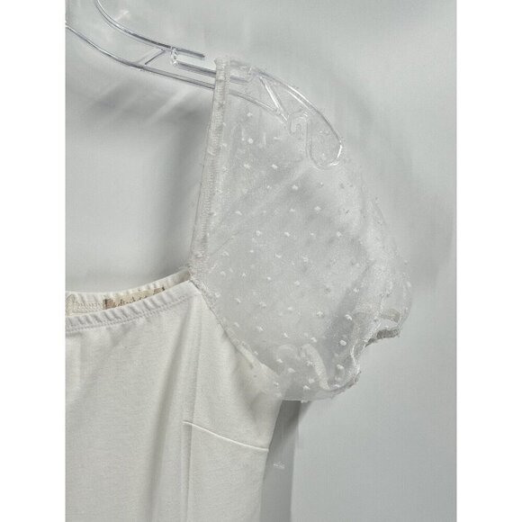 Altar'd State White Dress Romper Puff Sleeve Sheer Sz Medium NWOT - Picture 4 of 7